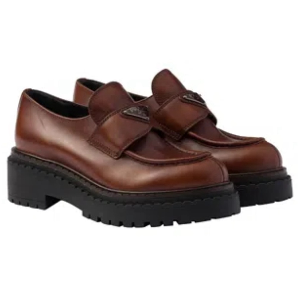 PRADA Women’s Double Chocolate Leather Loafers